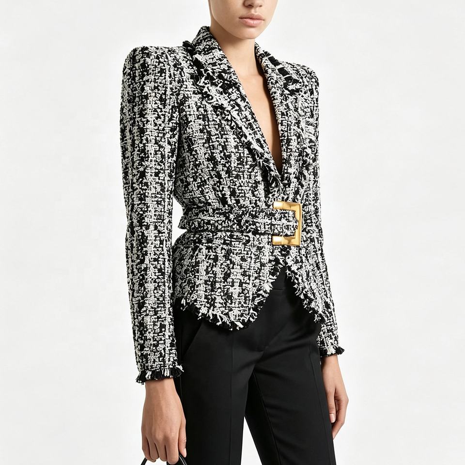 Cropped-Blazer mit Gürtel